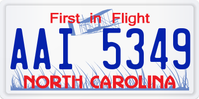 NC license plate AAI5349