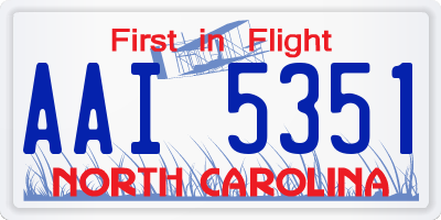 NC license plate AAI5351