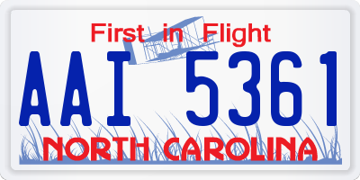 NC license plate AAI5361