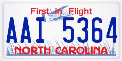 NC license plate AAI5364
