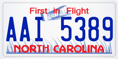 NC license plate AAI5389
