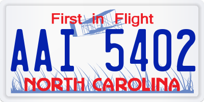 NC license plate AAI5402