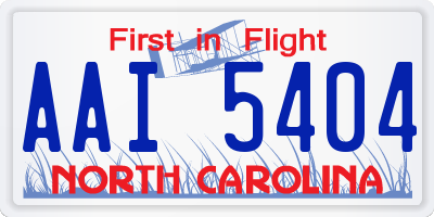 NC license plate AAI5404