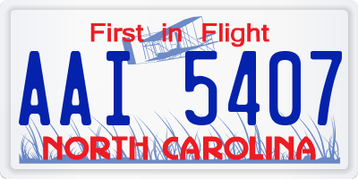 NC license plate AAI5407