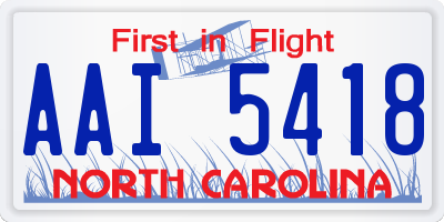 NC license plate AAI5418