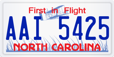 NC license plate AAI5425
