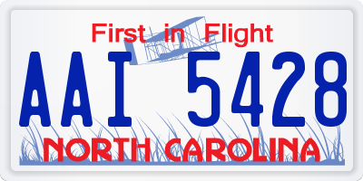 NC license plate AAI5428