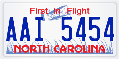 NC license plate AAI5454