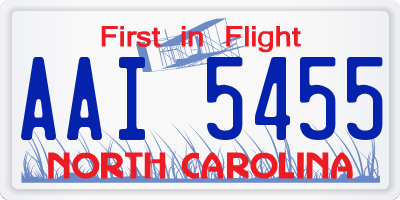 NC license plate AAI5455