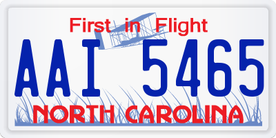 NC license plate AAI5465