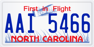NC license plate AAI5466