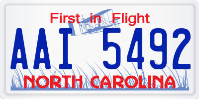 NC license plate AAI5492
