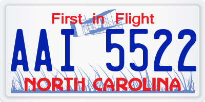NC license plate AAI5522