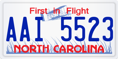 NC license plate AAI5523