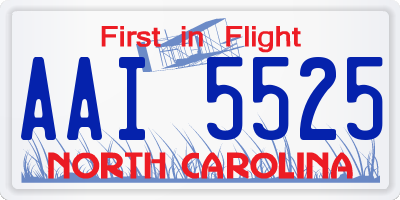 NC license plate AAI5525