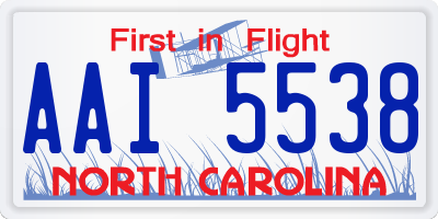 NC license plate AAI5538