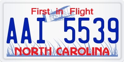 NC license plate AAI5539