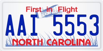 NC license plate AAI5553