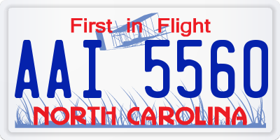 NC license plate AAI5560