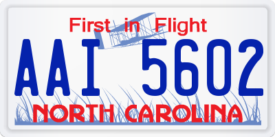 NC license plate AAI5602