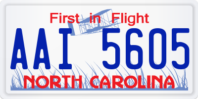 NC license plate AAI5605