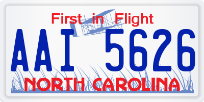 NC license plate AAI5626