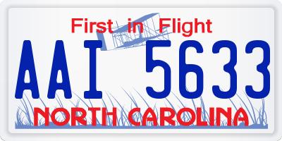 NC license plate AAI5633