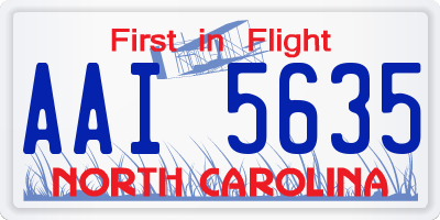 NC license plate AAI5635