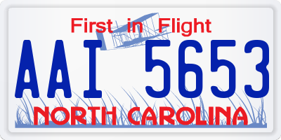 NC license plate AAI5653