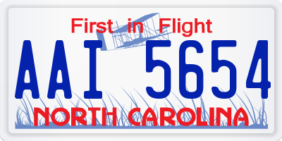 NC license plate AAI5654