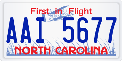 NC license plate AAI5677
