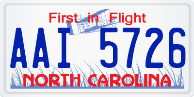 NC license plate AAI5726