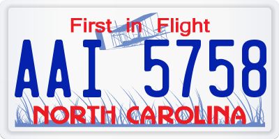 NC license plate AAI5758