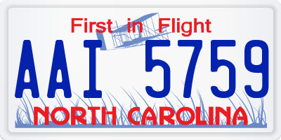 NC license plate AAI5759