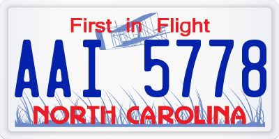 NC license plate AAI5778