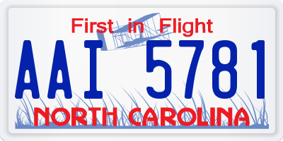 NC license plate AAI5781