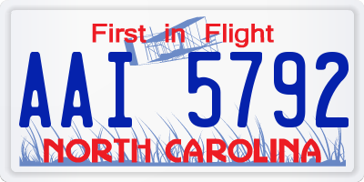 NC license plate AAI5792