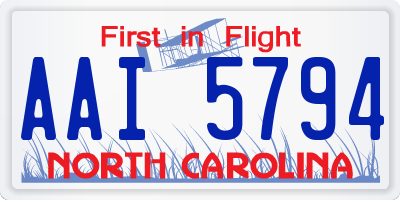 NC license plate AAI5794