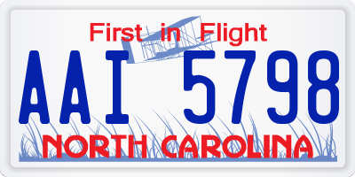 NC license plate AAI5798