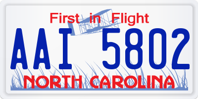 NC license plate AAI5802
