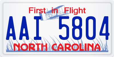 NC license plate AAI5804