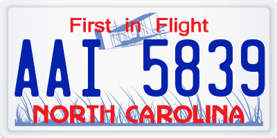 NC license plate AAI5839