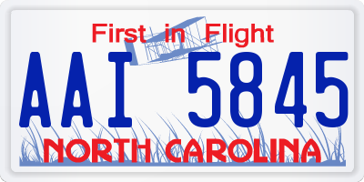 NC license plate AAI5845