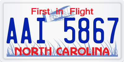 NC license plate AAI5867