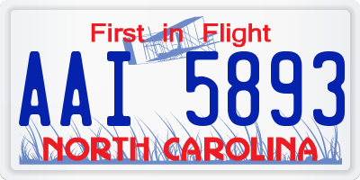 NC license plate AAI5893