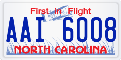 NC license plate AAI6008