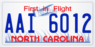 NC license plate AAI6012