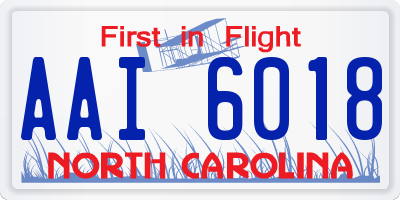 NC license plate AAI6018