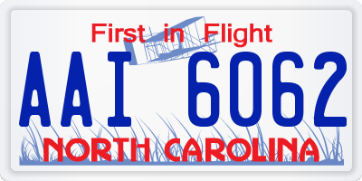 NC license plate AAI6062