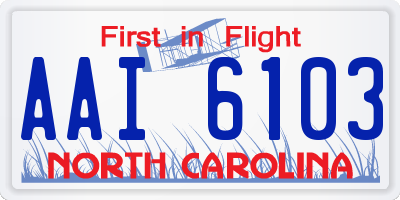 NC license plate AAI6103